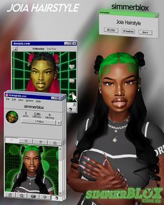 an image of a woman with green hair in the style of jola hairstyle