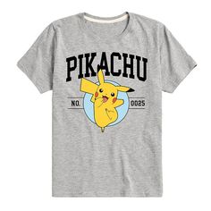 a gray shirt with the words pikachu on it