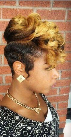 Short Mohawk Hairstyles, Black Hair Pixie Cut, Short Mohawk, Diy Hair Wig, Short Weave Hairstyles, Braids With Shaved Sides, Natural Hair Bun Styles