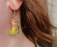 These terrarium earrings feature hand sculpted and painted mushrooms. Terrarium Earrings, Painted Mushrooms, Clay Projects, Terrarium, Polymer Clay, Hand Made, Stuffed Mushrooms, Glass, Blue