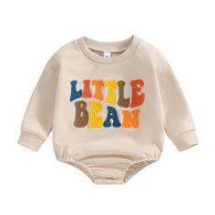 LITTLE BEAN Long-Sleeve Onesie Fall Bodysuit Outfit, Bubble Onesie, Fall Bodysuit, Casual Playsuit, Girls Fall Outfits, Boys Romper, Letter Embroidery, Girl Onesies