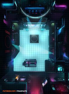 Cyberpunk nightclub TTRPG battle map Rooftop Battlemap, Cyberpunk Maps Rpg, Cyberpunk Dnd Map, Cyberpunk Red Map, Cyberpunk Nightclub, Cyberpunk Club, Cyberpunk Map, Cyberpunk Dnd