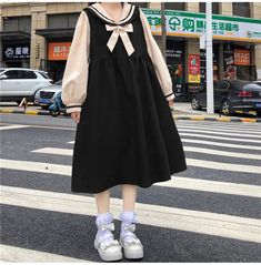 Look and feel your best in this stylish harajuku sailor collar long sleeve ruffle dress. shop now and make a statement. Harajuku Style Dresses For School In Spring, Harajuku Style Spring Dress For School, Spring Harajuku Dress For School, Harajuku Style Long Sleeve Winter Dress, Winter Harajuku Long Sleeve Dresses, Winter Long Sleeve Harajuku Dress, Harajuku Style Ruffled Winter Dress, Winter Harajuku Ruffled Dress, Harajuku Winter Dress With Ruffles