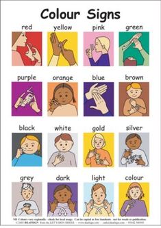 a poster with the words color signs in different languages and pictures of people holding their hands together