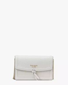 Knott Flap Crossbody | Kate Spade New York Classic White Leather Wallet On Chain, White Leather Classic Wallet On Chain, Classic White Wallet On Chain For Formal Occasions, Classic Crossbody Wallet On Chain With Magnetic Closure, Classic Kate Spade Bags With Card Slots, Classic Envelope Wallet On Chain, Organize Everything, The Bag, Kate Spade New York