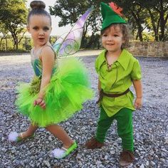 two young children dressed up as tinkerbells