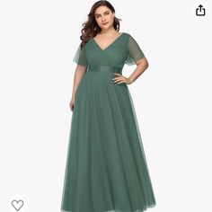 Ever-Pretty Women's Double V-Neck Empire Waist Front Wrap Plus Size Evening Dress Never Worn, Tags Still Intact Green Short Sleeve V-neck Dress For Party, Plus Size Evening Dress, Ever Pretty, Evening Dresses Plus Size, Evening Dress Fashion, Lace Evening Dresses, Chiffon Prom Dress, Evening Dresses Long, Buy Dress