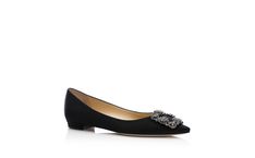 Hangisi Flats, Buckle Flats, Manolo Blahnik Black, Flat Pumps, Buckled Flats, Pumps Flat, Court Shoes, Manolo Blahnik, Black Satin