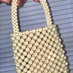 It’s A Creamy Color Trendy Handmade Cream Bags, Cream Beaded Bag For Summer, Yellow Shoulder Bag For Summer Evenings, Summer Evening Yellow Shoulder Bag, Cream Beaded Summer Bag, Summer Cream Beaded Bag, Handmade Cream Pearl Bag, Elegant Yellow Beaded Bag, Mini Hand Bag