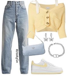 Yellow Outfit, Outfit Jeans, Cute Comfy Outfits, Different Outfits, Fancy Outfits, Lookbook Outfits