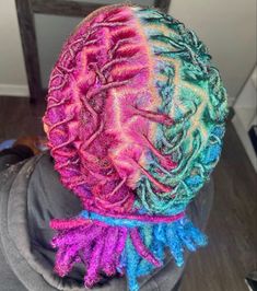 Dreads Dye Ideas, Two Toned Locs, Blonde And Pink Locs, Loc Hair Color Ideas, Colors Locs, Dread Color Ideas Locs