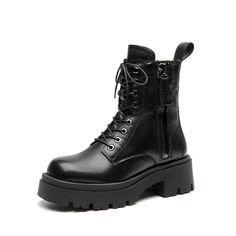 BeauToday Cow Leather Chunky Lug Sole Lace Up Combat Boot with Side Zi – BEAU TODAY Lace Up Combat Boots, Black Ankle Booties, Combat Boot, Soft Shorts, Look Your Best, Lug Sole, Cow Leather, Ankle Booties, Side Zipper