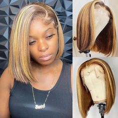 PRICES MAY VARY. Material of Highlight 4/27 Bob Wigs Human Hair：Unprocessed short bob lace front human hair wigs Brazilian straight 13x4 lace wigs human hair. lace front human hair wigs bob, pre plucked natural hairline with baby hair.full and thick Advantage of Highlight Human Hair Bob Wigs: Soft and bouncy, no smell, Can be dyed, straightened, bleached, curled, and restyled as your own hair, comfortable wear, easy to install and style. Curling Iron Safe. 150% density Nice Ombre Honey Blonde Br Highlight Bob, Blond Wig, Blonde Bob Wig, Bob Cut Wigs, 613 Blonde, Wig Human Hair, Short Bob Wigs, Blonde Bobs, Honey Blonde