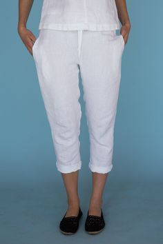 "MsWrinkle's clothing - from human to human. 100% handmade. *Description* - Regular fit linen pants with elastic waist, strings and pockets; - High quality European linen; - Washed and softened (doesn't shrink anymore); - Medium weight linen (150 g/m2); - Our linen is OEKO-TEX certified that meets human ecological safety requirements; - Model is wearing size S in white, black and dark brown color (other sizes and colors please choose on the right); - Not transparent; - Not ironed and we suggest Fitted Linen Pants, Linen Capri Pants, Pants With Elastic Waist, Pants Linen, Trousers For Women, Linen Romper, Linen Jumpsuit, Womens Capris, Dark Brown Color