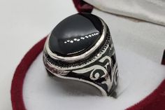 Natural Black Shifat al Abad Mens Ring Sterling Silver 925 Black Carnelian Ring Khabadi Aqeeq Ring Yemeni Aqeeq Ring Handmade Agate Ring Product Type: Ring Ring Size: 5 US, 6 US, 7 US, 8 US, 9 US, 10 US, 11 US, 12 US, 13 US, 14 US, 15 US, 16 US Stone Type: Agate, Aqeeq, Akik, Hakik, Aqiq, Hakik, Carnelian Metal Type: Sterling Silver 925 Main Stone: Aqeeq Main Stone Color: Black Handmade: Yes, Artisan Ring Type: Natural, Unheated Untreated This Sterling Silver Ring is a perfect gift for men. The Traditional Black Rings For Formal Occasions, Aqeeq Ring, Carnelian Ring, Artisan Rings, Timeless Classic Style, Carnelian Stone, Stone Texture, Mens Ring, Agate Ring