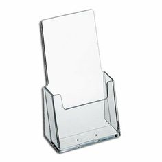 a clear business card holder on a white background