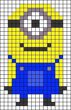 a pixellated image of a yellow and blue minion