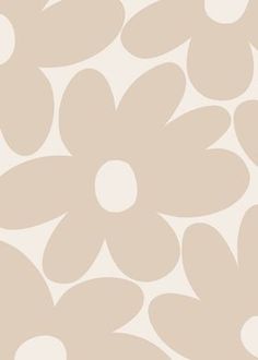 a white and beige flower wallpaper with large, circular flowers on the side of it