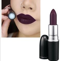 Mac Cyber Is A Moderately Warm-Toned, Dark Purple With A Natural Finish. It Is A Permanent Lipstick And Contains 0.1 Oz. Plum Lipstick Makeup, Purple Lipstick Makeup, Dark Purple Lipstick, Violet Lipstick, Plum Lipstick, Eye Makeup Images, Permanent Lipstick, Dark Lipstick, Purple Lipstick