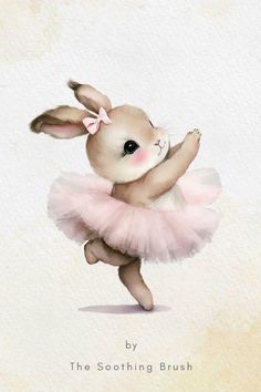 a painting of a little bunny in a pink tutu