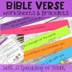 bible verse worksheets and bracelets for kids to use with the bible's story