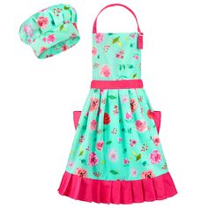 PRICES MAY VARY. 🌟【Kids Apron with Chef Hat】: Girls floral flower apron set made of premium polyester fabric,soft lightweight and wear-resistant,durable to use. Easy to clean,machine washable,tumble dry low. 🌟【Functional Kids Apron】: Apron designed with adjustable neck strap, the waistband is long and durable, perfect fit all different height kids girls. This apron with two side pockets,convenient for kids to hold cooking baking, candy-making, craft painting tools. 🌟【Adorable Design】: The apr Munchkin Costume, Flower Apron, Victorian Aprons, Vintage Pleated Skirt, Branded Aprons, Skirt Making, Colorful Unicorn, Girl Apron, Craft Painting