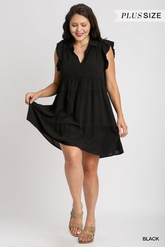 #color_black Black Flutter Sleeve Dress For Vacation, Black Flutter Sleeve Beach Dress, Black Flutter Sleeve Dresses With Ruffles, Black Ruffle Dress With Ruffle Hem And Sleeves, Black Ruffle Sleeve Dress For Summer, Black Dress With Ruffle Hem And Ruffle Sleeve, Black Dress With Ruffle Hem And Sleeve, Black Flutter Sleeve Mini Dress For Spring, Black Flutter Sleeve Dress For Spring