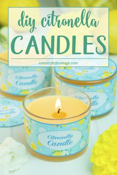 diy citronella candles with text overlay that says diy citronella candles