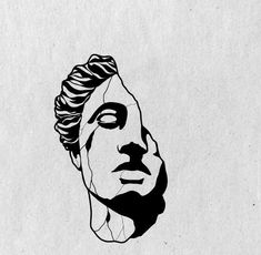 a black and white drawing of a man's face