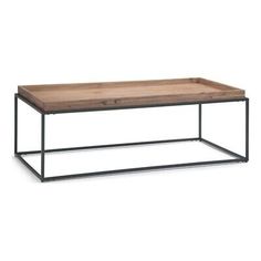 a coffee table with metal frame and wood top