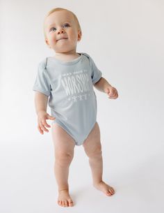 Our onesies are crafted from an ultra soft, breathable bamboo fabric that is thermo-regulating, moisture absorbing, and perfect for sensitive skin. "Let everything that has breath praise the LORD! Praise the LORD!" -Psalm 150:6 Fit: Regular FitColor: Pearl BlueComposition: 95% Rayon made from bamboo, 5% SpandexFeatures: Super Soft, Pre-Shrunk, Safe for Sensitive Skin, Snap Closure at Inseam, Overlap Shoulders Elevated Faith, Psalm 150, Made To Worship, Praise The Lord, Christian Kids, Kids Styles, Bamboo Fabric, Baby Clothing, Snap Closure