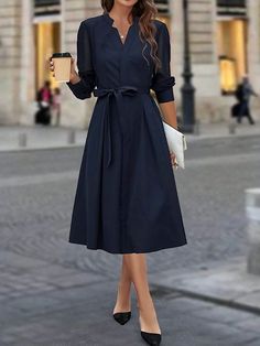 Winter Dresses Midi, Flowy Day Dress, Winter A Line Dress, Dresses For Winter Weddings, Elegant Dresses For Older Women, Dresses For Women Over 50 Classy, Monochromatic Dresses, Classy Work Dress, Trad Wife Dress