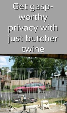 an advertisement with the words get gas - worthy privacy with just butcher twine on it