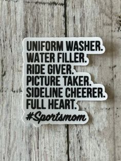 two stickers that say, uniform washer water filler ride giver picture taker full heart