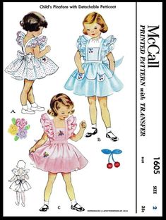 1605 McCall's Girl's Pinafore Petticoat Vintage Fabric Sewing Pattern Pick 2-4-6 | eBay