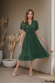 Olivia Mark - Elegant Waistband Midi Dress for Leisurely Wear Casual Wrap Dress, Travel Skirt, Tube Top And Skirt, Short Maxi Dress, Wrap Around Dress, Evening Gowns Elegant, Wear Green, Dressy Casual, Types Of Skirts