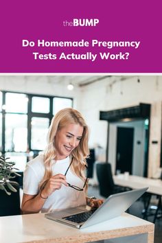 a woman looking at her laptop with the text do homemade pregnancy tests actually work?