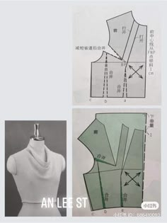 an image of a sewing pattern and instructions for a top with collared neckline