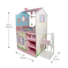 a doll house with furniture and accessories for the dollhouse is shown in full view