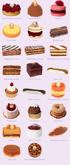 a poster with different types of cakes on it