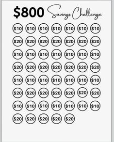 the $ 800 savings challenge is shown in black and white