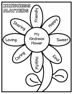 a flower with words on it that read kindness matters matter, and the wording below is