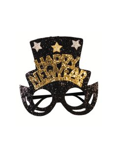 When the New Year is here, you'll be all ready to cheer when you are wearing our New Years Glasses with Hat. If you're looking for a fun and festive accessory to wear to welcome the new year in, then you certainly can't go wrong with this one. Featuring a black pair of sparkly glasses with an attached top hat design with the words "Happy New Year" written in gold glimmering letters, you are going to love this one this year. New Years Glasses, Big Gold Chains, Elvis Costume, Go Go Girl, Happy New Year Letter, Newborn Costume, Feelin Groovy, New Years Look, Eyewear Glasses