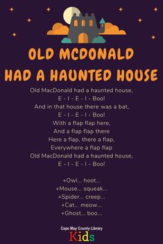 an old mcdonald had a haunted house poster for kids to play with in the dark