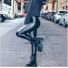 Brand New W/Tags Vegan Black Leggings Size S/M Sexy ,Goth ,Biker. Pairs Well With Boots Or Your Leather Jacket Leather Leggings Boots, Faux Leather Leggings Outfit, Faux Leggings, Leather Leggings Outfit, Snakeskin Leggings, All Black Fashion, Vegan Leather Leggings, Black Faux Leather Leggings