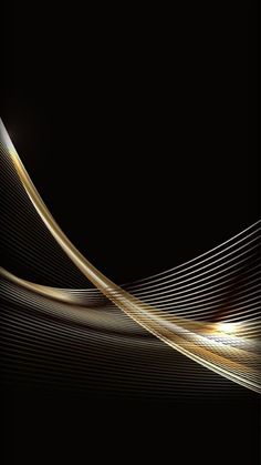 an abstract black and gold background with wavy lines