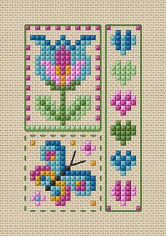 a cross stitch pattern with flowers on it