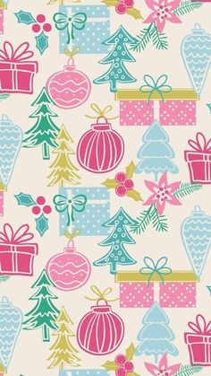 a christmas pattern with presents and baubles