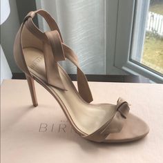 Stunning Alexandre Birman Clarita Nude Smooth Leather Sandals. Size 37, 100mm Heels In Its Box With Duster Bag. Almost New. Leather Heels With Padded Heel For Events, Leather Heels With 4-inch Heel For Event, 4-inch Heel Leather Heels For Events, 4-inch Leather Heels For Events, Classic Formal Sandals With Wrapped Heel, Leather Heels With Wrapped Heel For Events, Leather Open Heel Heels For Events, Leather Heels For Dinner, Classic Leather Sandals For Cocktail