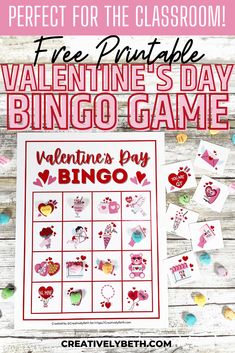 valentine's day printable game for kids to play in the classroom with text overlay